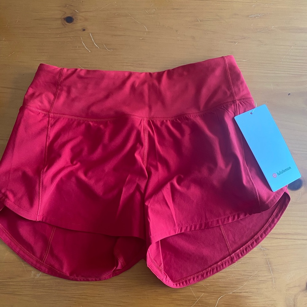 NWT Lululemon speed up short, 4” inseam, red